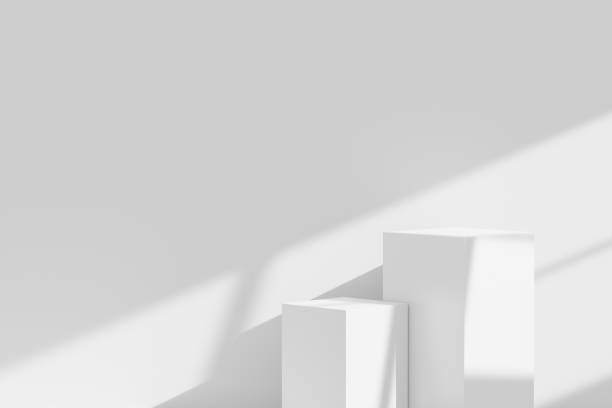 istock Abstract display podium with minimal geometric shapes design. 3d  rendering scene for mock up and product presentation. Pedestal platform for cosmetic advertise. 1477664712