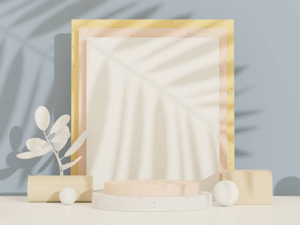 istock 3d abstract white platform showcase for product and cosmetic presentation with terrazzo idea concept. Minimal Podium for mock up and advertising. Render geometric design scene for web banner. 1477664762