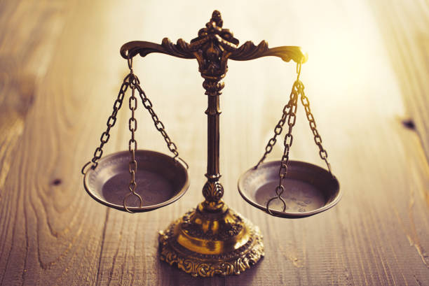 istock Wood table and retro balance 1477666693