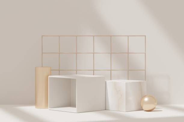 istock 3D Render, Minimal Realistic pastel Display Podium for Product Mock up or Cosmetics Presentation in colorful pastel Studio, Cylinder pedestal showcase scene, geometric shapes background. 1477667552