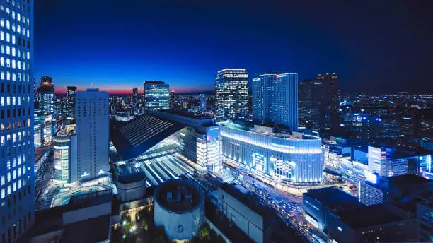 Cityscape of Osaka at night