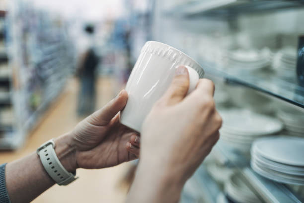 istock Woman with shopping image and white cup 1477669872