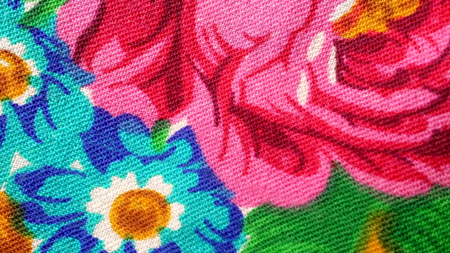 Colorful set of ukrainian headscarves close-up design details. Flowers, floral, ancient traditional authentic shawl or scarf, hair accessory of womens. Ethnic screen saver, perfect for transitions.