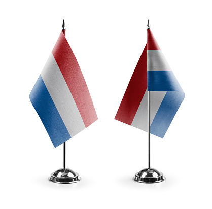 Small national flags of the Netherlands on a white background.