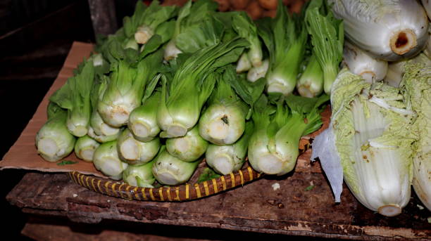 Pile of chicory in the vegetable market