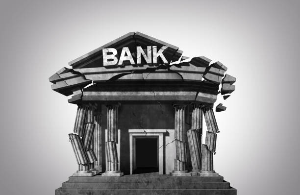 banking collapse - caindo imagens e fotografias de stock