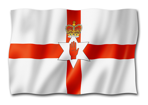 Northern Ireland, Ulster flag, United Kingdom waving banner collection. 3D illustration