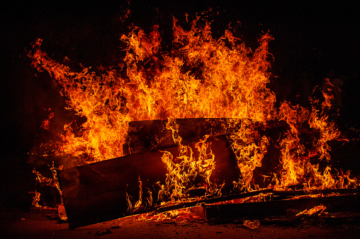 Barricade fire in the city