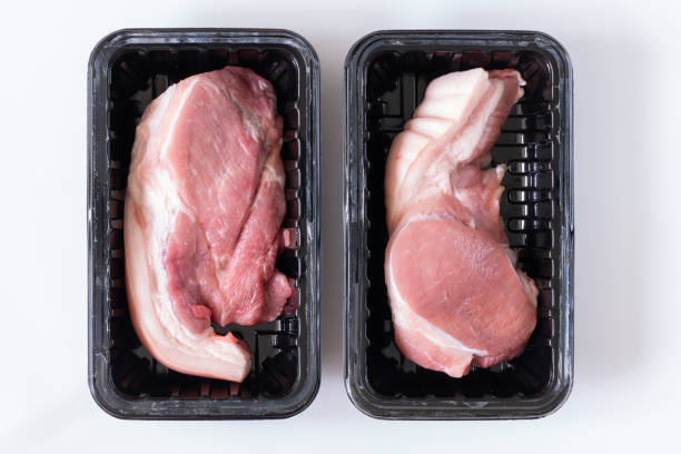 box of fresh pork
