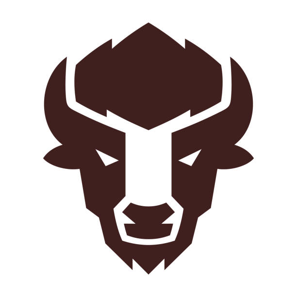 buffalo ikona - taurus bull minotaur cow stock illustrations