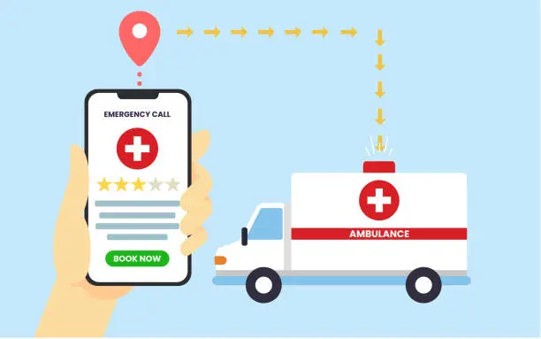 Vector illustration of ambulance booking vector