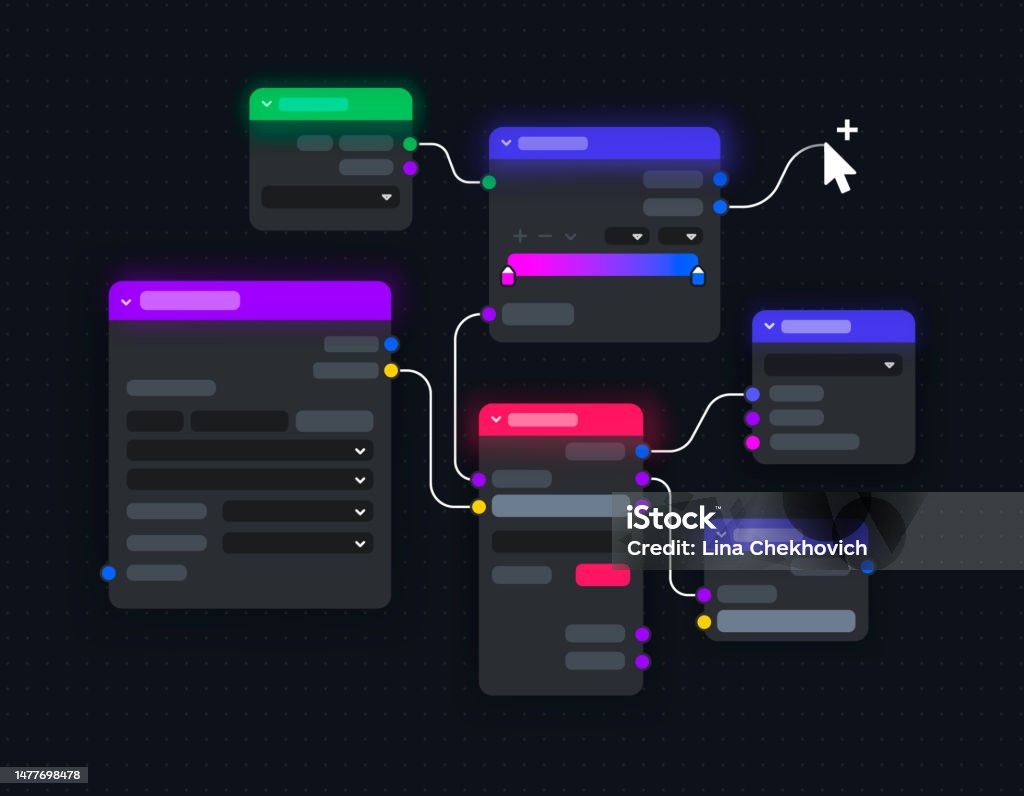 Node Group Nodes In 3d Space Black Dark Interface Stock Illustration ...