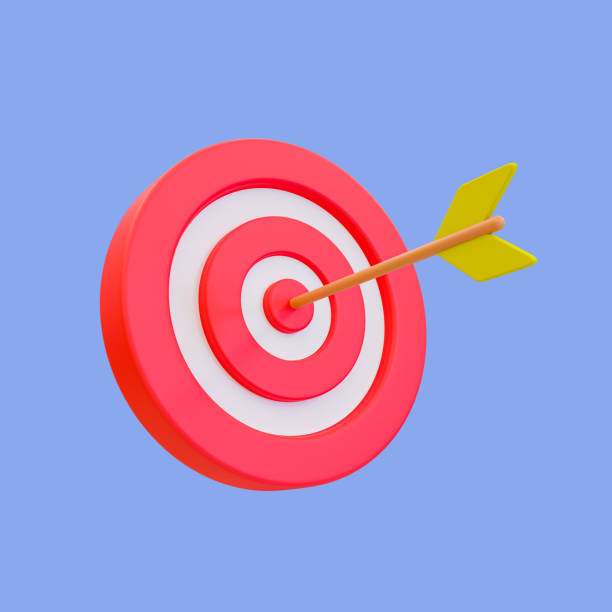 istock 3d minimal hit the target concept. financial target goal concept. strategy achievement. dartboard with an arrow hit at the center. 3d illustration, clipping path included. 1477698486