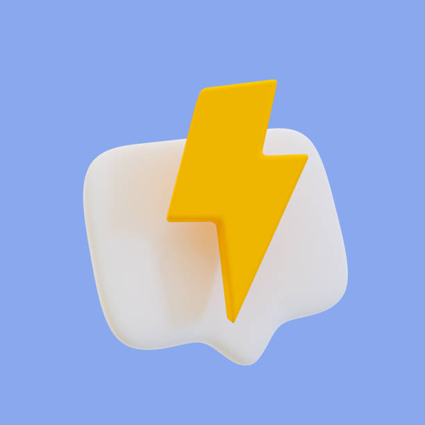 istock 3d minimal electric icon. electric shock. message box with lightning icon. 3d illustration, clipping path included. 1477699264
