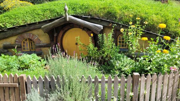 Hobbiton Hobbit house in hobbiton matamata new zealand stock pictures, royalty-free photos & images