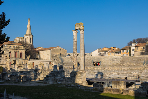 Ruins of the Roman Theater of Arles, in the heart of the city