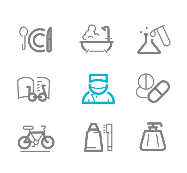 Vector illustration of Health and Hygience Icons Set