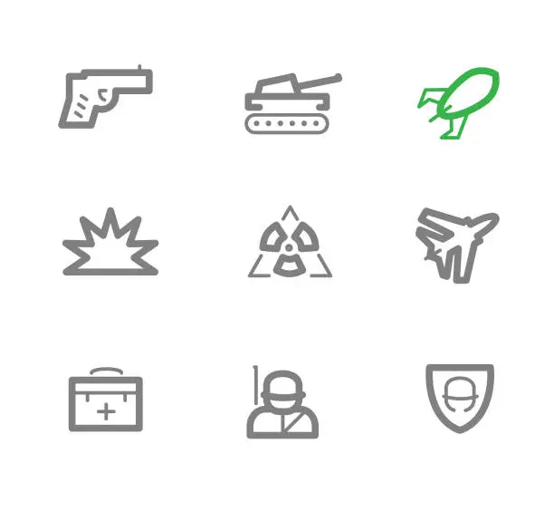 Vector illustration of Military Items Icons Set