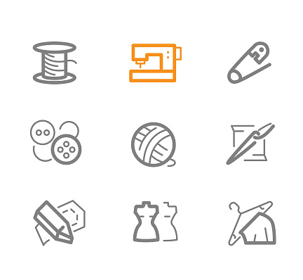 This is a collection of 9 icons about sewing activities