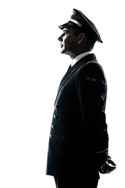 man in airline pilot uniform silhouette
