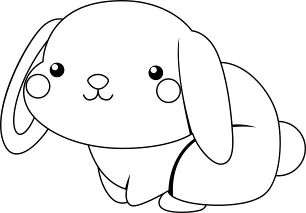 Vector illustration of rabbit in black and white coloring