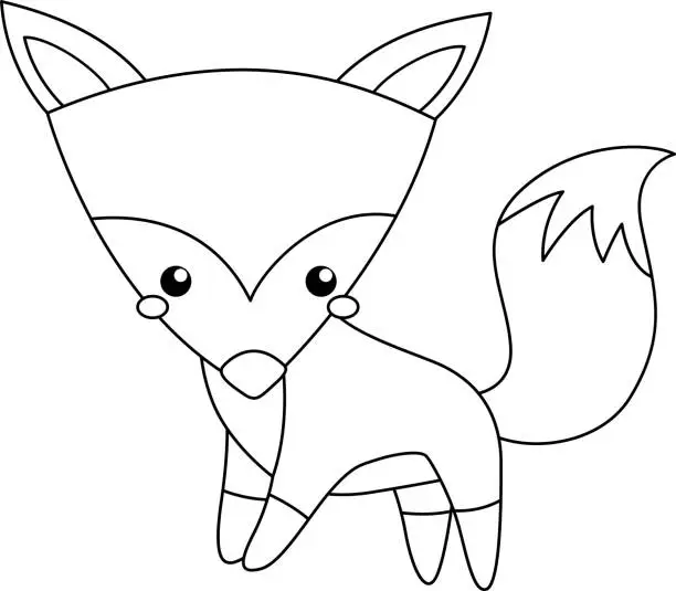 Vector illustration of fox in black and white coloring