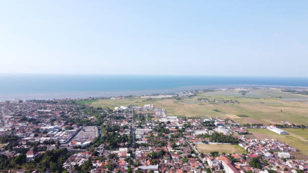 village on the coast in summer
