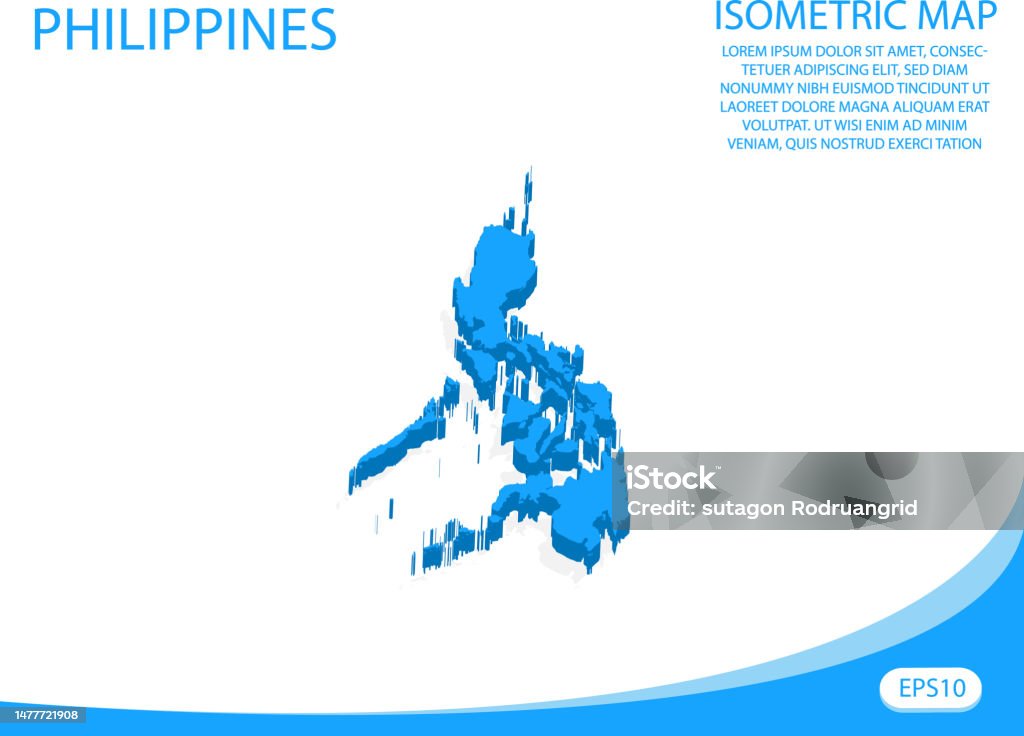 Philippines Map Inset Modern Vector Isometric Of Philippines Blue Map Elements White ...
