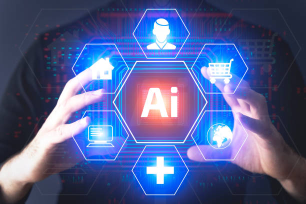 istock Ai technology concept. Man uses holographic interface business analytics and global technology. 1477722769