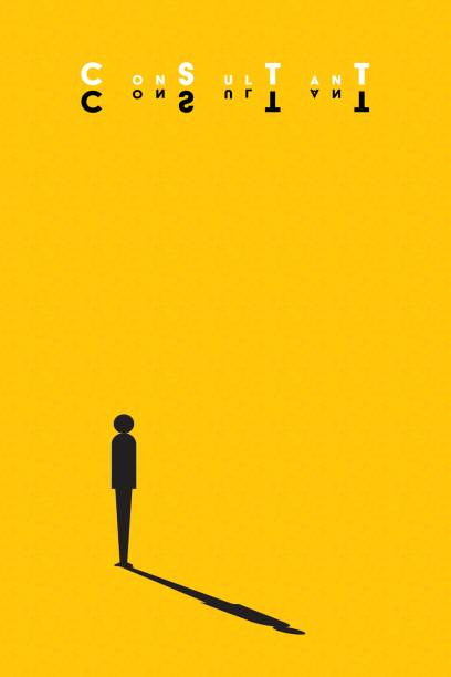Business man icon and consultant text on orange color background consultatnt concept