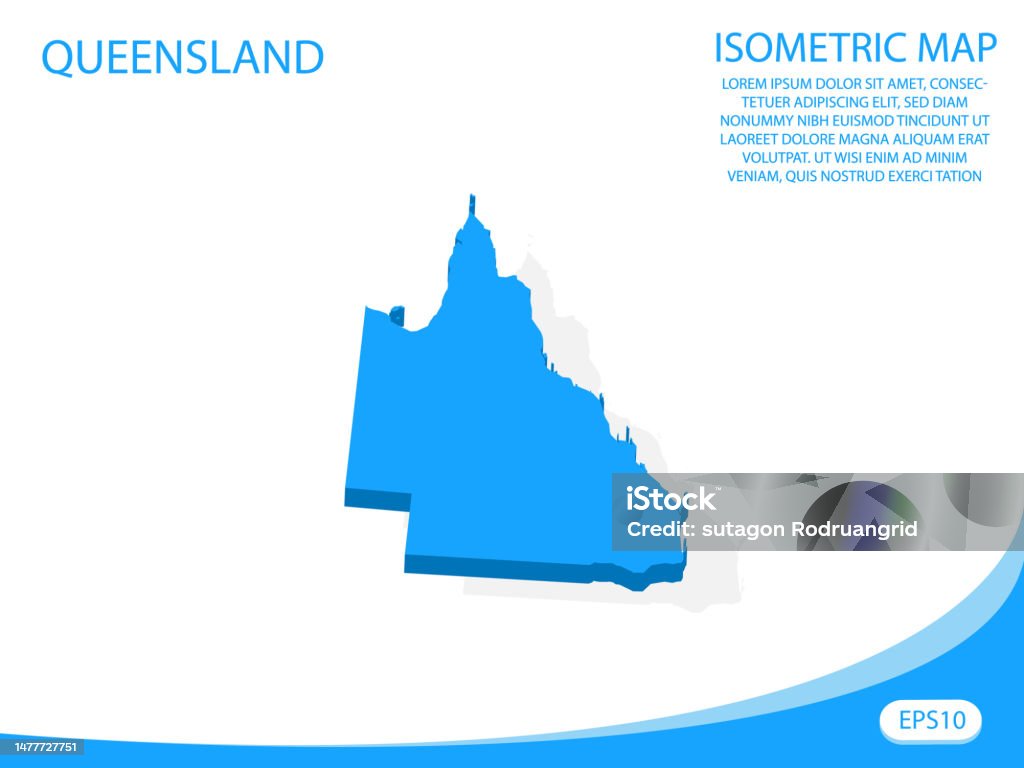 Qld Map Background Modern Vector Isometric Of Queensland Blue Map Elements White ...