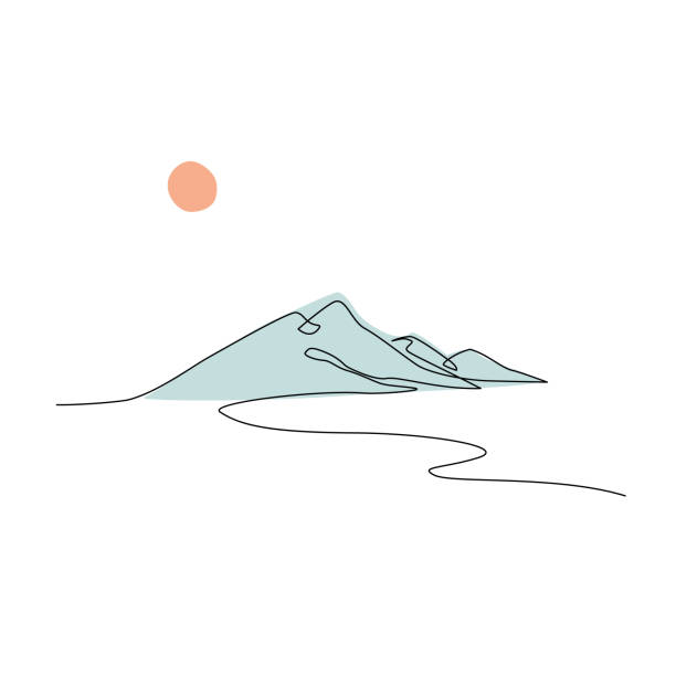 ilustrações, clipart, desenhos animados e ícones de paisagem abstrata da cordilheira, fundo de paisagem plana. vista panorâmica das montanhas azuis - mountain ridge