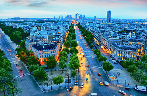 The Avenue de la Grande Armee (Great Army), Paris, France. Composite photo