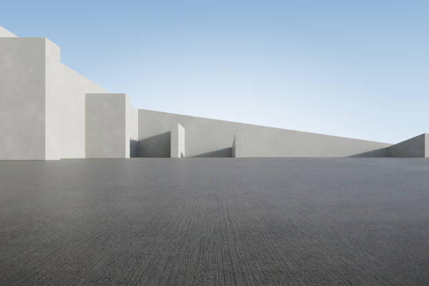 istock 3d render of abstract concrete architecture with empty concrete floor, car presentation background. 1477731370
