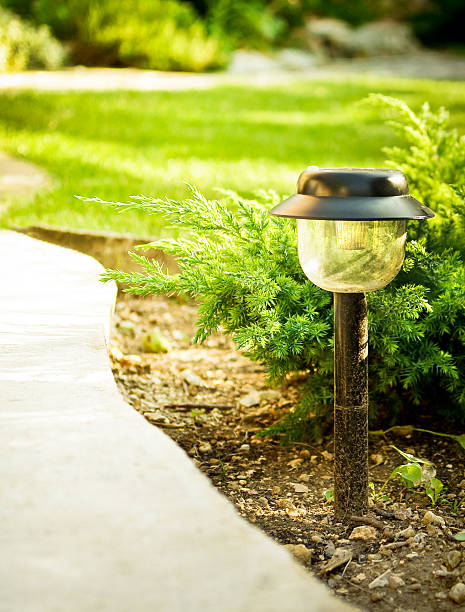 garden lamp stock photo