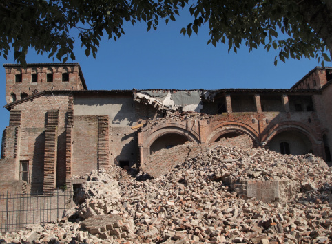 The Castle of Finale Emilia is seen partially destroyed after the devastating earthquake hit.