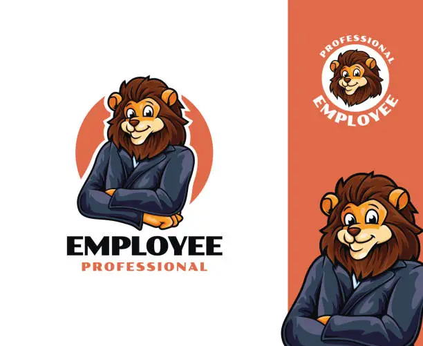 Vector illustration of Lion Employee Mascot Logo Design