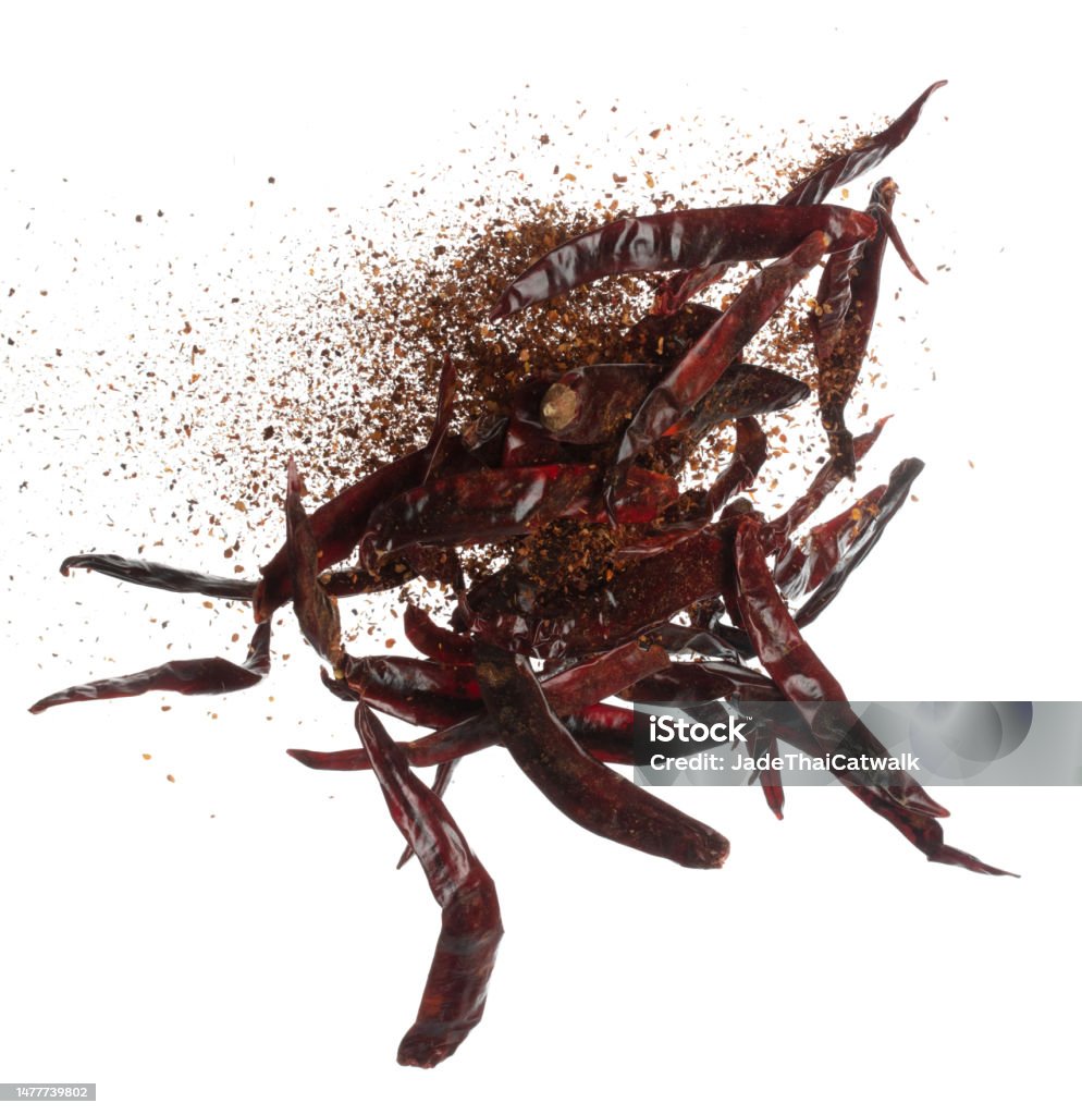 Dried Red Hot Chilli Fall Down Explosion Dried Red Chilli Float Explode ...