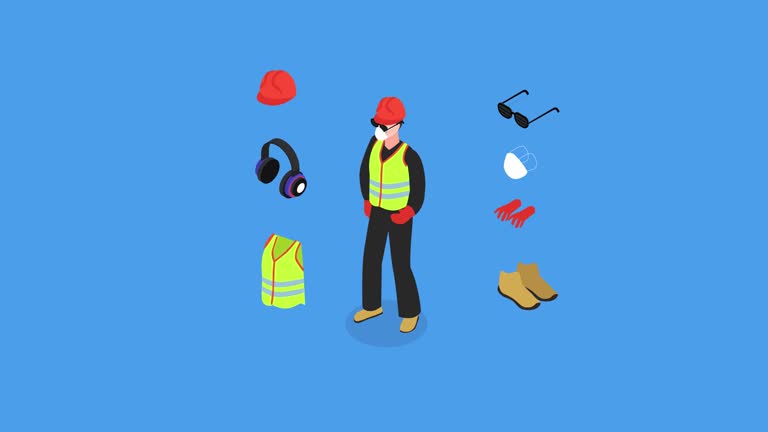 Worker with safety equipment