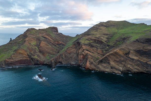 istock Cliffs ad ocean at Ponta de Sao Lourenco in Madeira. Aerial drone view 1477742580