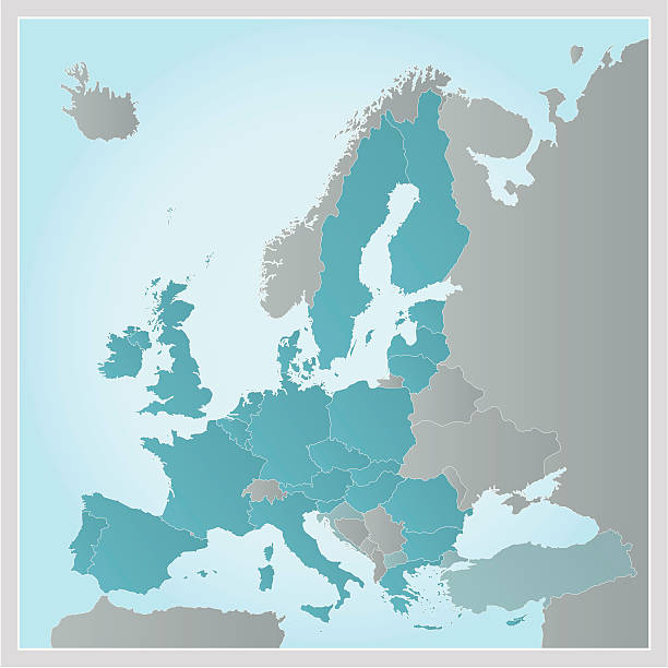 karte von europa 9 bearbeitbare variationen - frankreich polen stock-grafiken, -clipart, -cartoons und -symbole