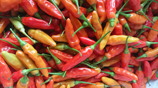 Red pepper being sold at the market in Chiang Rai, Thailand.