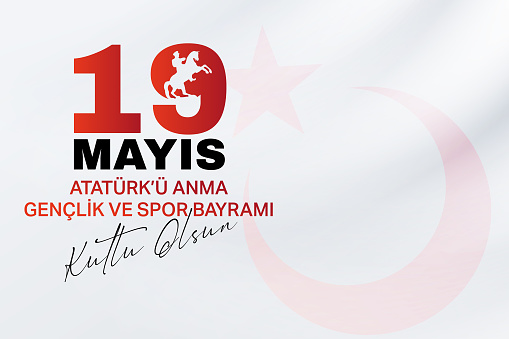 Happy 19 May Commemoration of Atatürk, Youth and Sports Day. Vector illustration, post, postcard, banner wallpaper design.