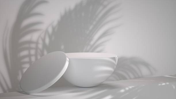 istock Modern White Display With Plant Shadow For Product Promotion - 3D Illustration 1477759232