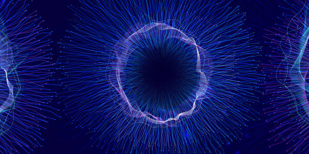 istock Abstract image of neural connections on blue background. Technological background for a design on the theme of artificial intelligence, big date, neural connections. Copy space 1477760041