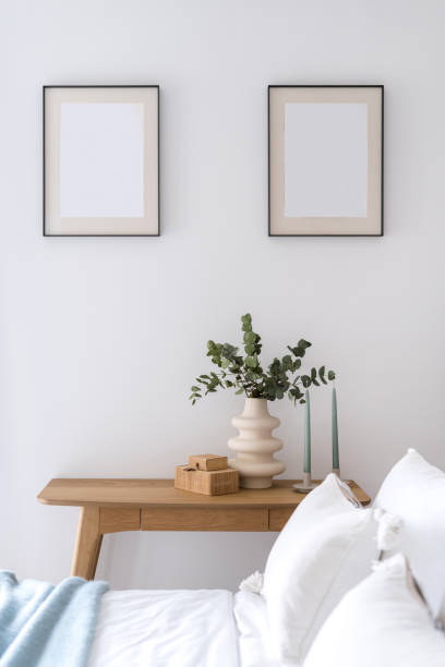 istock modern decor in bedroom and art poster with copy space 1477765704