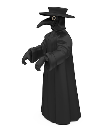 Plague Doctor isolated on white background. 3D render