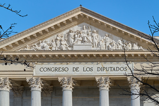 Lintel in detail of the Madrid Congress of Deputies.