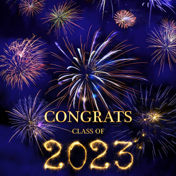 istock CONGRATS CLASS of 2023 lettering with beautiful fireworks 1477771965