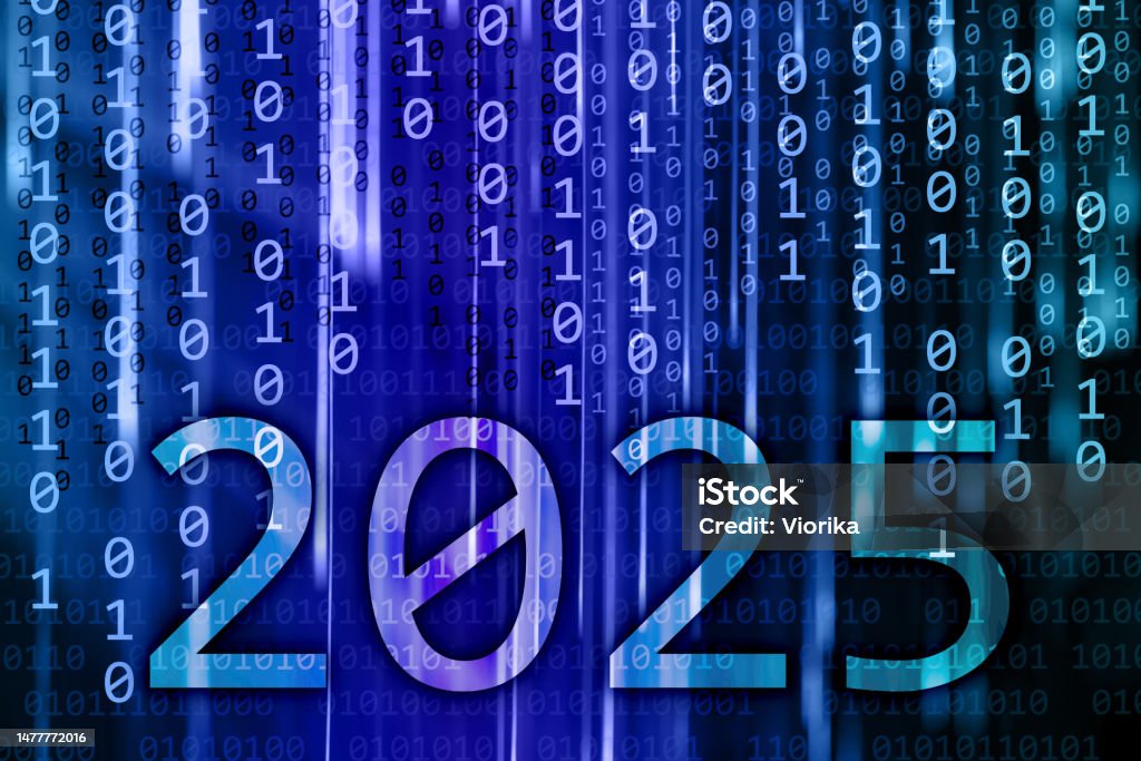 New Year 2025 On A Binary Code Background Stock Photo Download Image New Year 2025 On A Binary Code Background Stock Photo Download Image